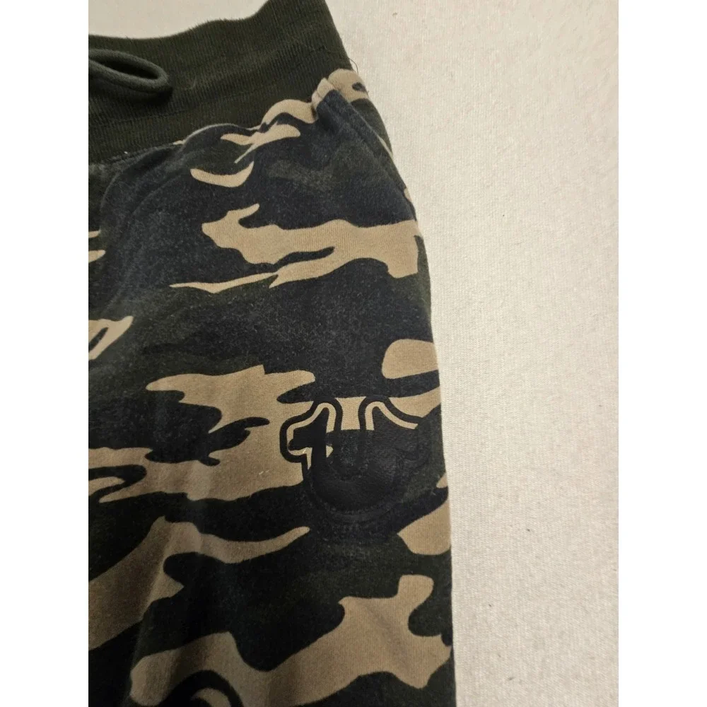 True Religion Mens‎ Camo Jogger Sweatpants Small Green Camouflage Horseshoe Logo